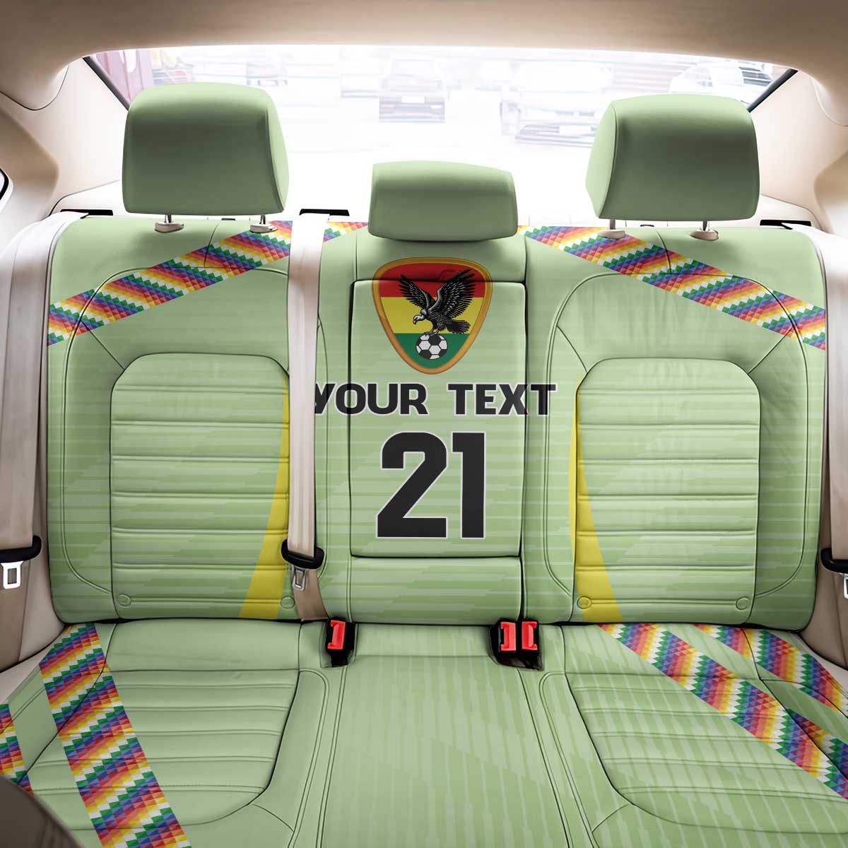 Bolivia Football Custom Back Car Seat Cover Wiphala Flag Pattern Spirit