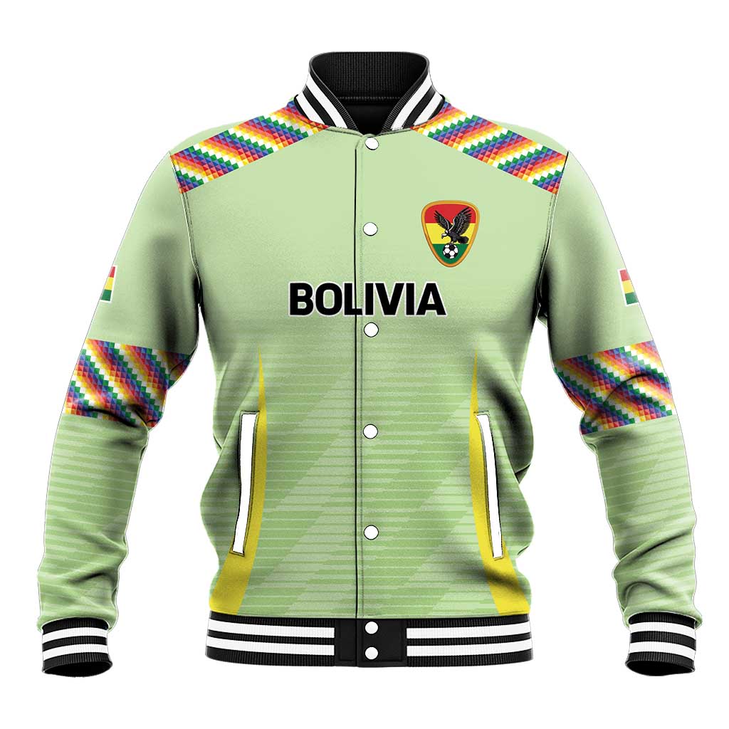 Bolivia Football Custom Baseball Jacket Wiphala Flag Pattern Spirit
