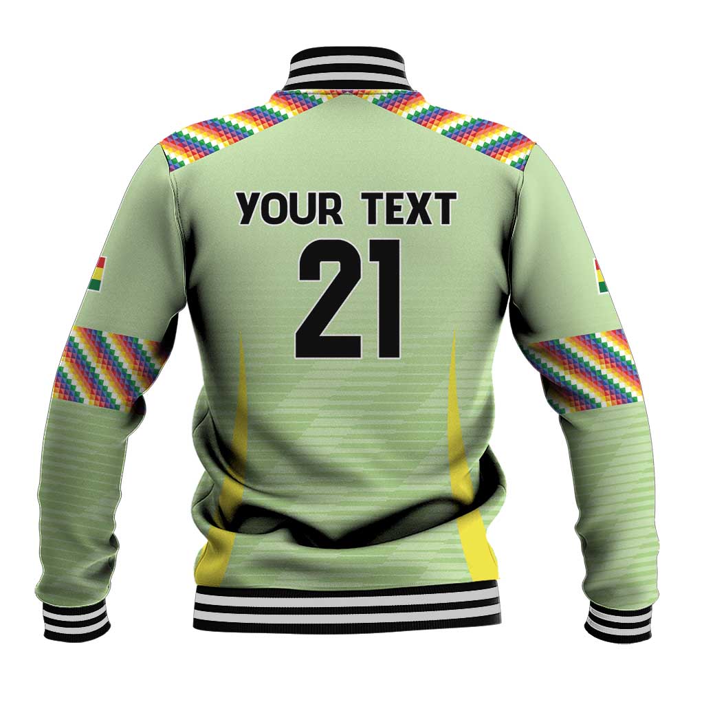 Bolivia Football Custom Baseball Jacket Wiphala Flag Pattern Spirit