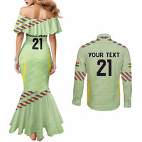 Bolivia Football Custom Couples Matching Mermaid Dress and Long Sleeve Button Shirt Wiphala Flag Pattern Spirit