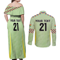 Bolivia Football Custom Couples Matching Off Shoulder Maxi Dress and Long Sleeve Button Shirt Wiphala Flag Pattern Spirit