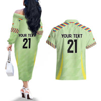 Bolivia Football Custom Couples Matching Off The Shoulder Long Sleeve Dress and Hawaiian Shirt Wiphala Flag Pattern Spirit