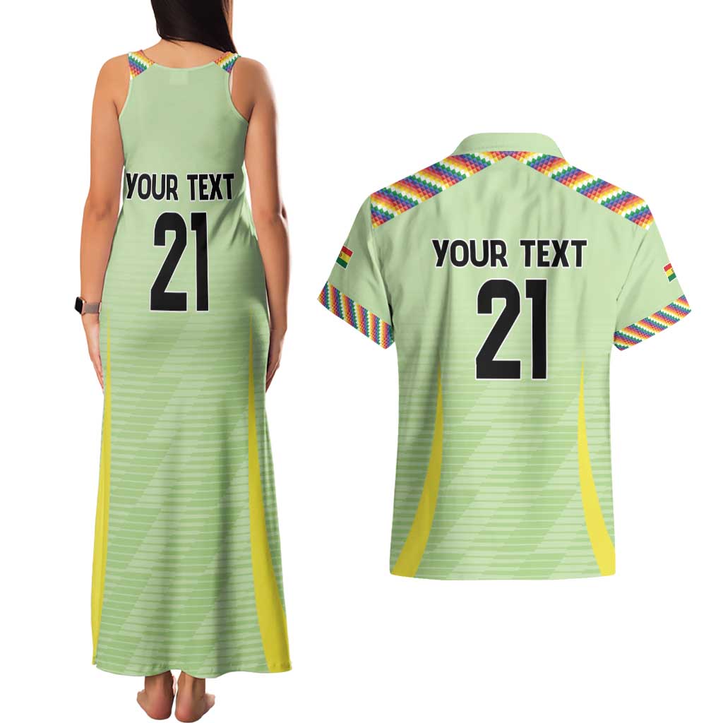 Bolivia Football Custom Couples Matching Tank Maxi Dress and Hawaiian Shirt Wiphala Flag Pattern Spirit