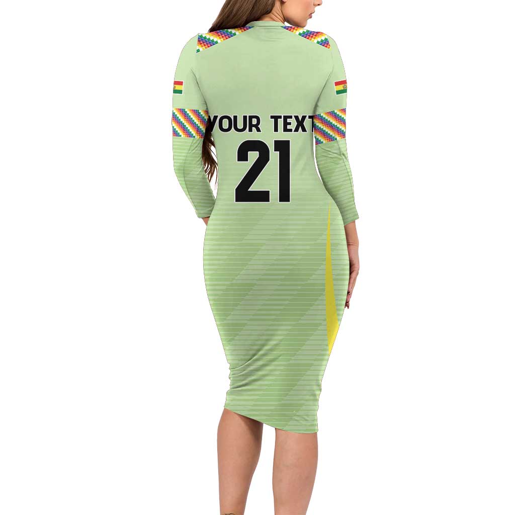 Bolivia Football Custom Family Matching Long Sleeve Bodycon Dress and Hawaiian Shirt Wiphala Flag Pattern Spirit