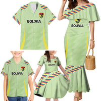 Bolivia Football Custom Family Matching Mermaid Dress and Hawaiian Shirt Wiphala Flag Pattern Spirit