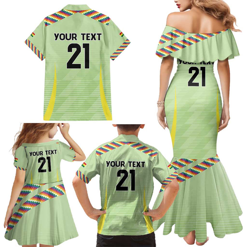 Bolivia Football Custom Family Matching Mermaid Dress and Hawaiian Shirt Wiphala Flag Pattern Spirit