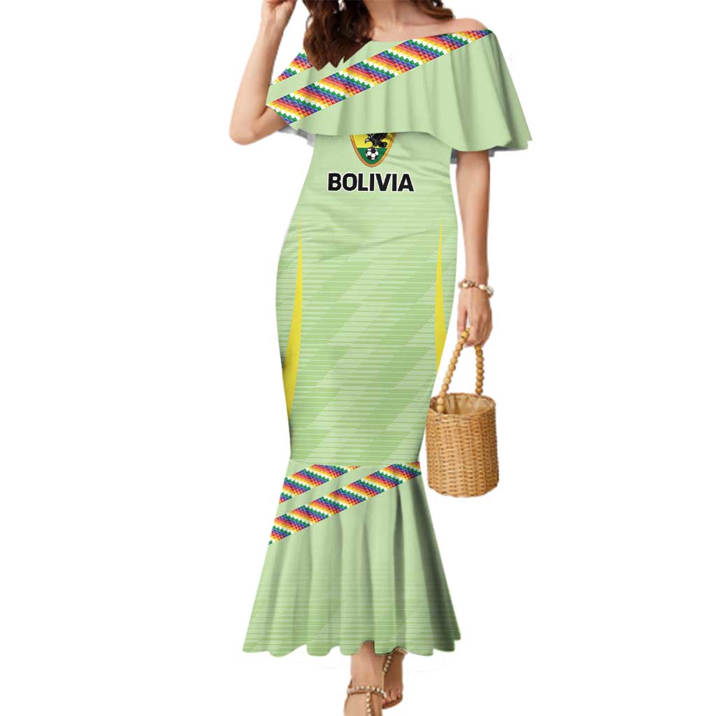 Bolivia Football Custom Family Matching Mermaid Dress and Hawaiian Shirt Wiphala Flag Pattern Spirit