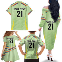 Bolivia Football Custom Family Matching Off The Shoulder Long Sleeve Dress and Hawaiian Shirt Wiphala Flag Pattern Spirit