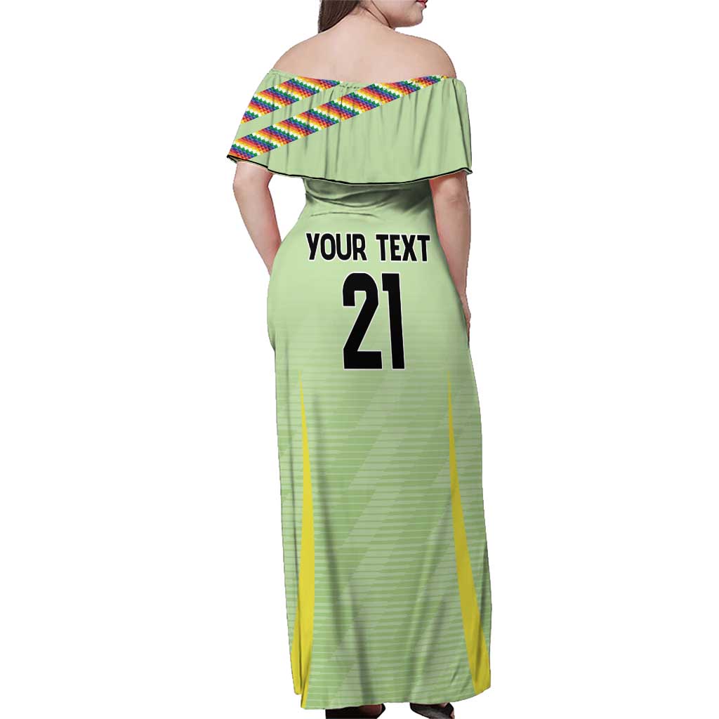 Bolivia Football Custom Family Matching Off Shoulder Maxi Dress and Hawaiian Shirt Wiphala Flag Pattern Spirit