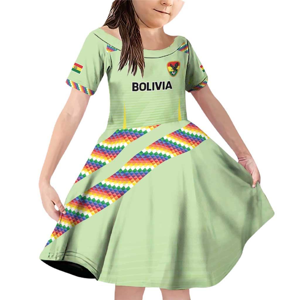Bolivia Football Custom Family Matching Off Shoulder Short Dress and Hawaiian Shirt Wiphala Flag Pattern Spirit