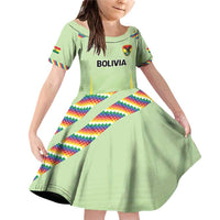 Bolivia Football Custom Family Matching Off Shoulder Short Dress and Hawaiian Shirt Wiphala Flag Pattern Spirit