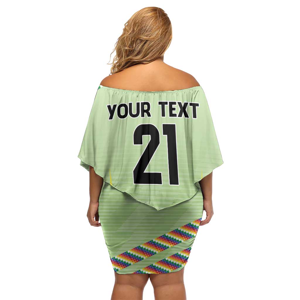 Bolivia Football Custom Family Matching Off Shoulder Short Dress and Hawaiian Shirt Wiphala Flag Pattern Spirit