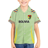Bolivia Football Custom Family Matching Short Sleeve Bodycon Dress and Hawaiian Shirt Wiphala Flag Pattern Spirit