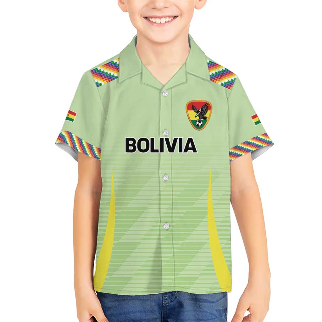 Bolivia Football Custom Kid Hawaiian Shirt Wiphala Flag Pattern Spirit