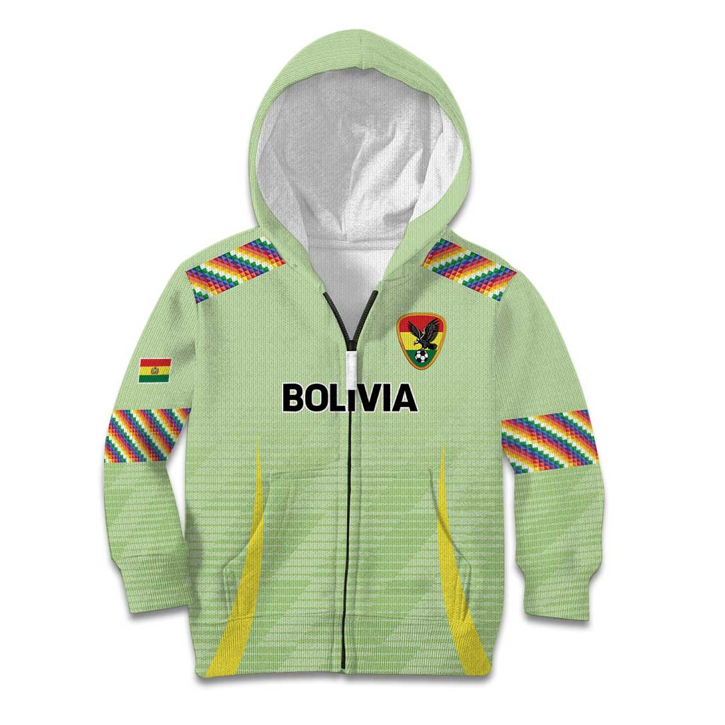 Bolivia Football Custom Kid Hoodie Wiphala Flag Pattern Spirit