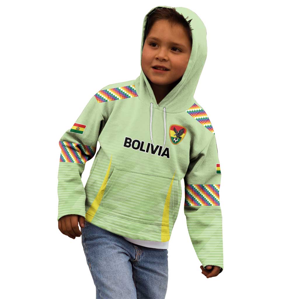 Bolivia Football Custom Kid Hoodie Wiphala Flag Pattern Spirit
