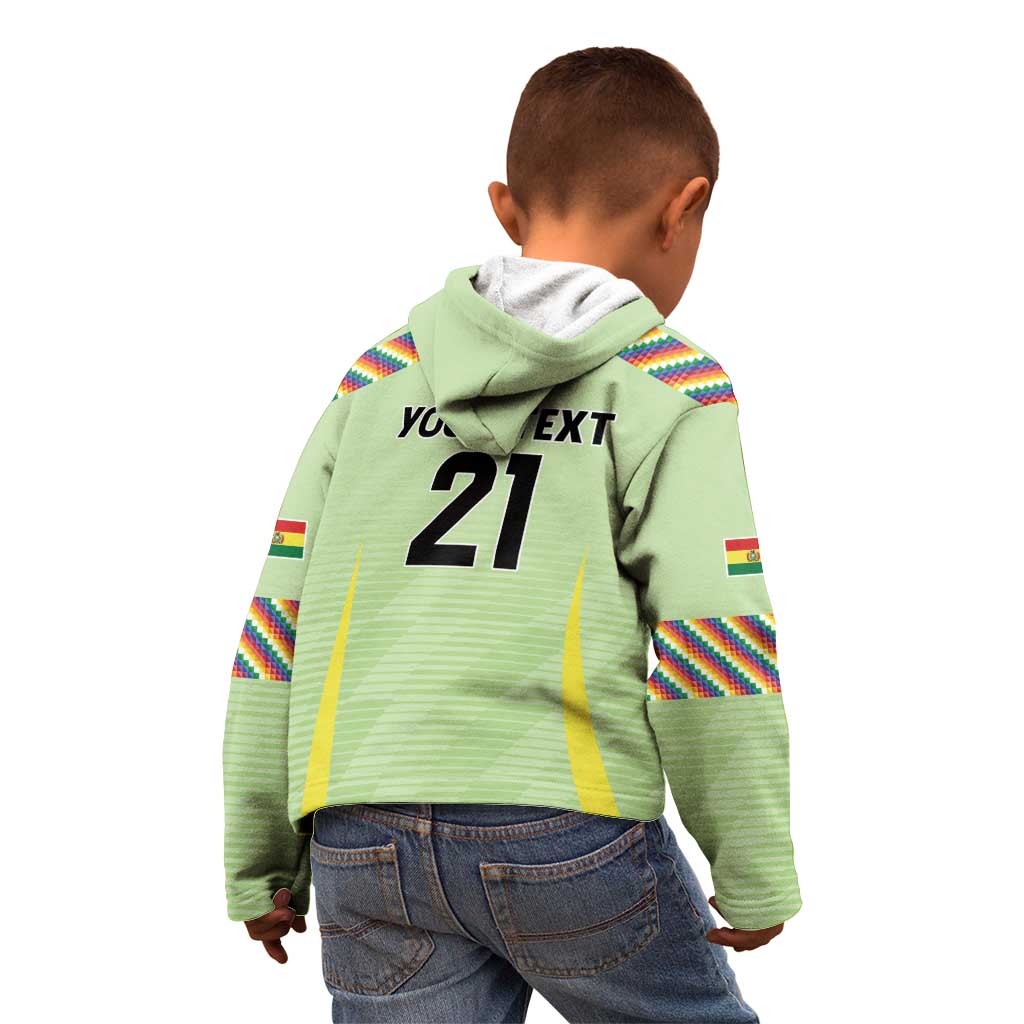 Bolivia Football Custom Kid Hoodie Wiphala Flag Pattern Spirit