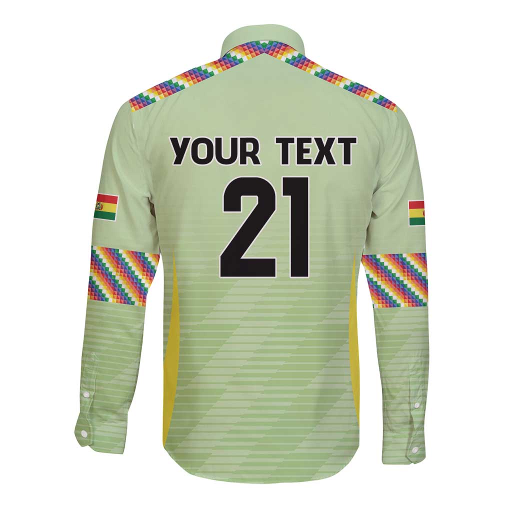 Bolivia Football Custom Long Sleeve Button Shirt Wiphala Flag Pattern Spirit