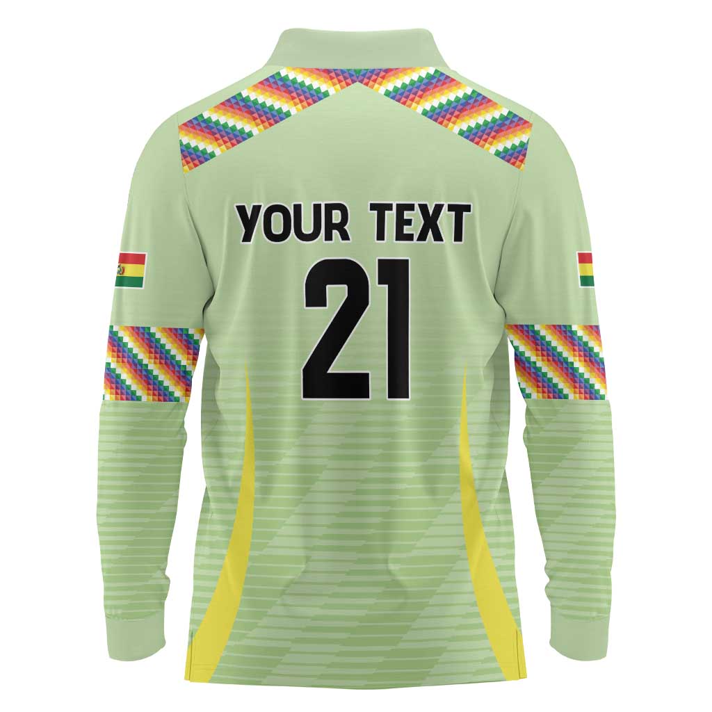 Bolivia Football Custom Long Sleeve Polo Shirt Wiphala Flag Pattern Spirit
