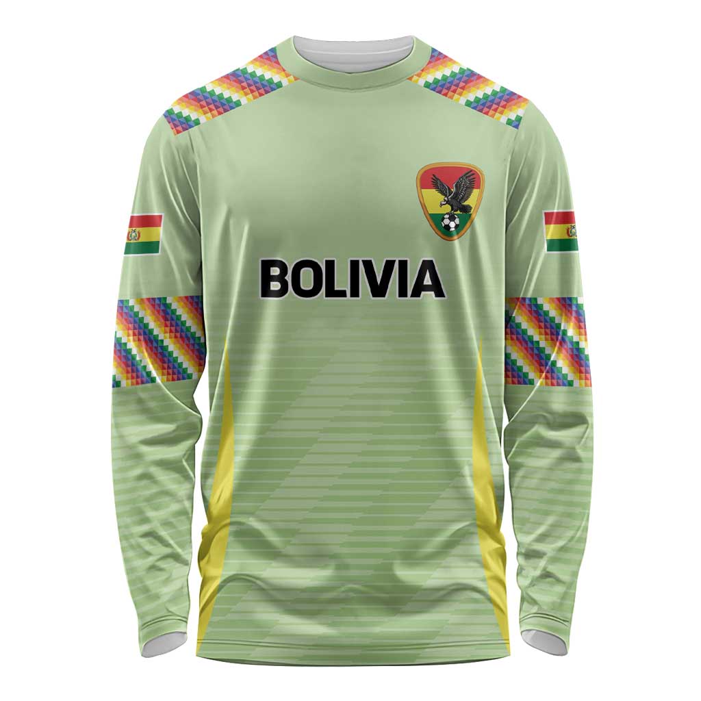 Bolivia Football Custom Long Sleeve Shirt Wiphala Flag Pattern Spirit