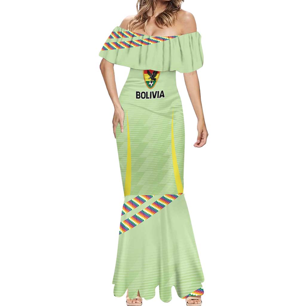 Bolivia Football Custom Mermaid Dress Wiphala Flag Pattern Spirit