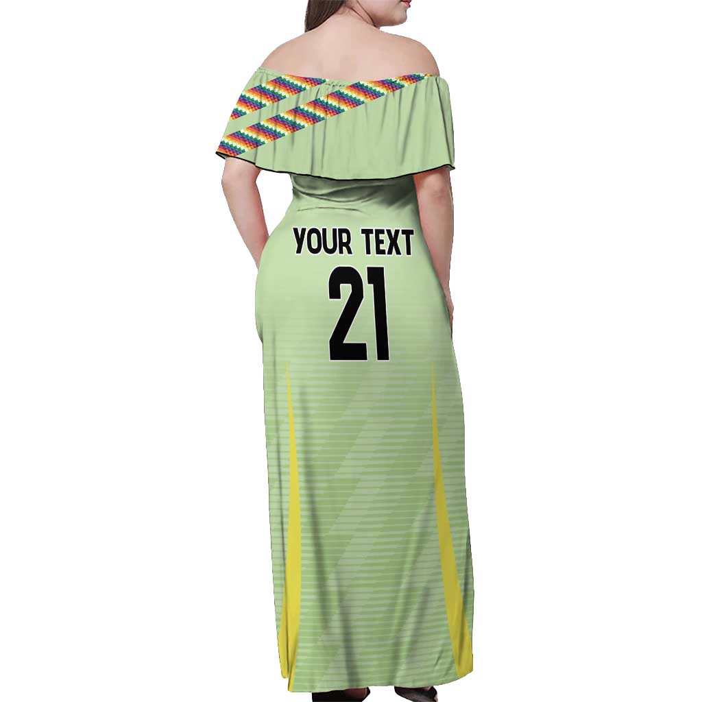 Bolivia Football Custom Off Shoulder Maxi Dress Wiphala Flag Pattern Spirit