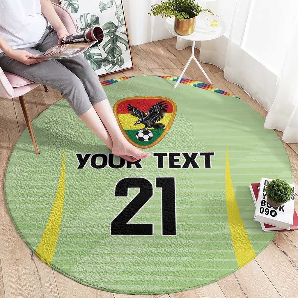 Bolivia Football Custom Round Carpet Wiphala Flag Pattern Spirit