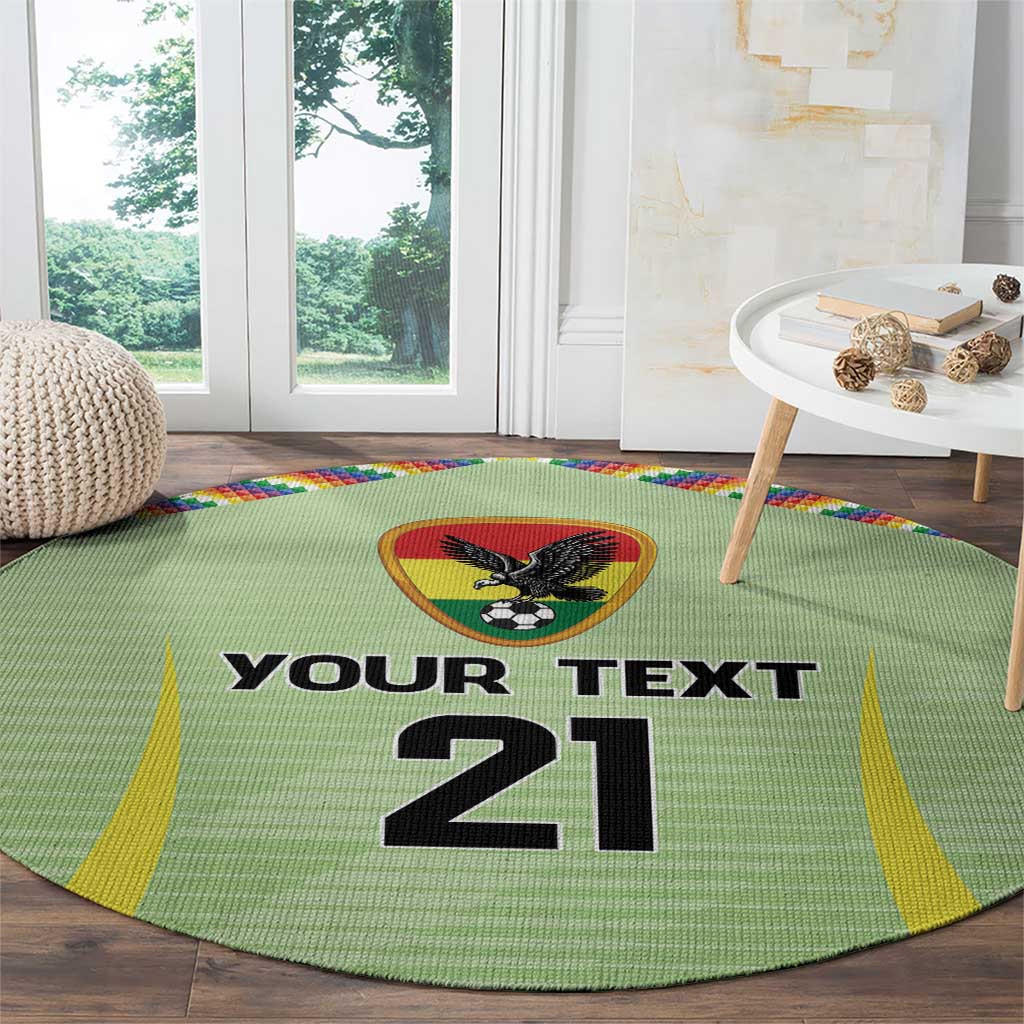 Bolivia Football Custom Round Carpet Wiphala Flag Pattern Spirit