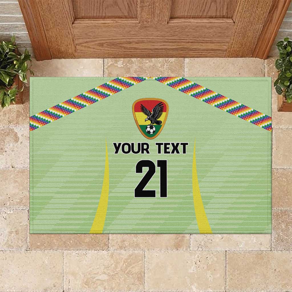 Bolivia Football Custom Rubber Doormat Wiphala Flag Pattern Spirit
