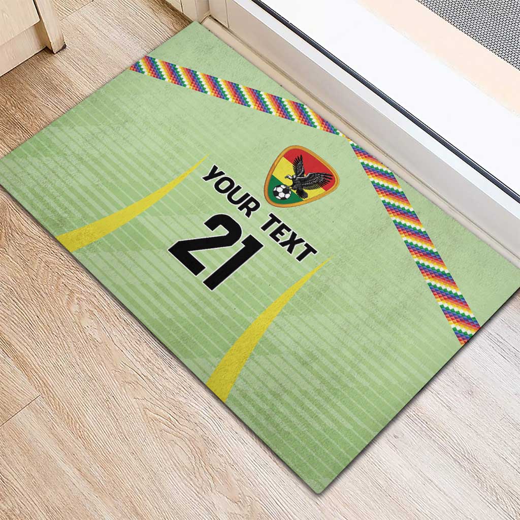 Bolivia Football Custom Rubber Doormat Wiphala Flag Pattern Spirit