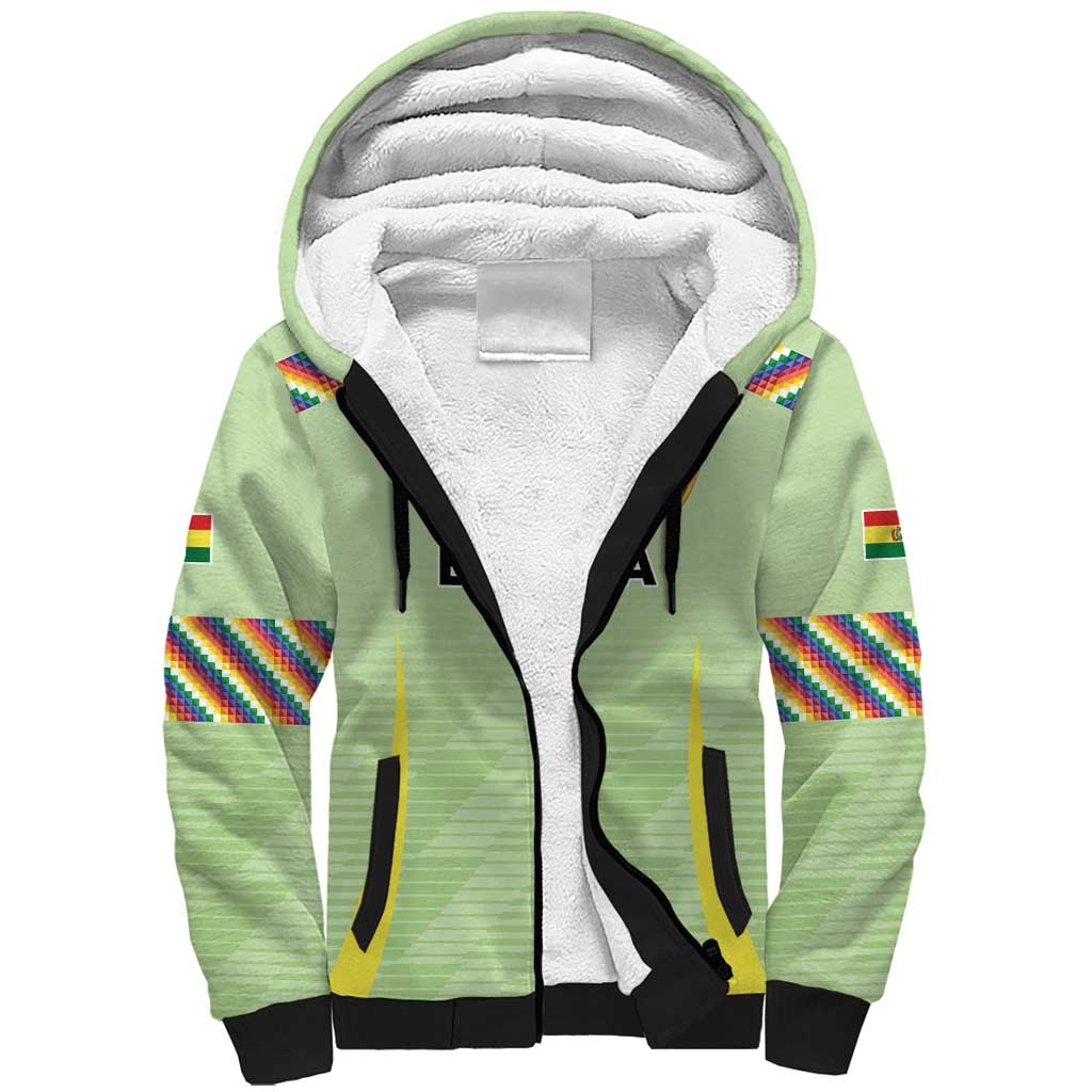 Bolivia Football Custom Sherpa Hoodie Wiphala Flag Pattern Spirit