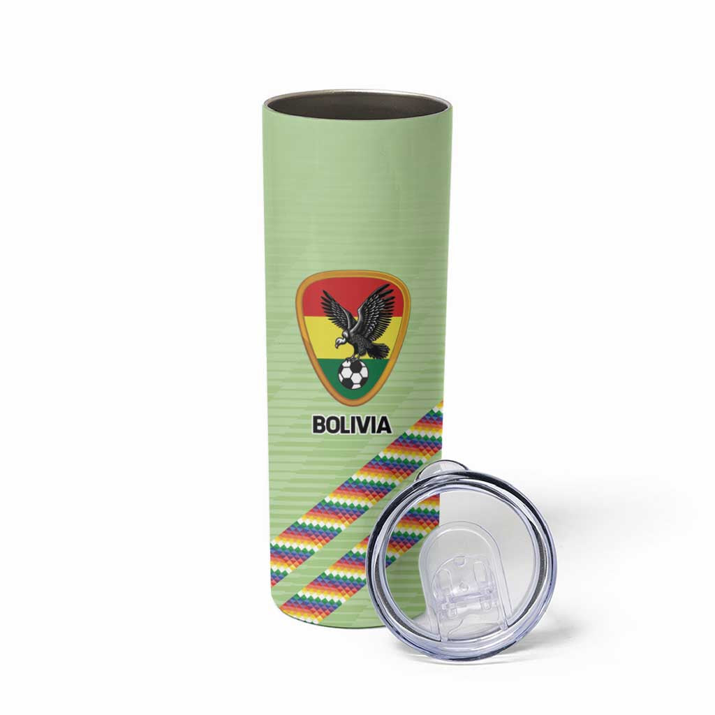 Bolivia Football Custom Skinny Tumbler Wiphala Flag Pattern Spirit