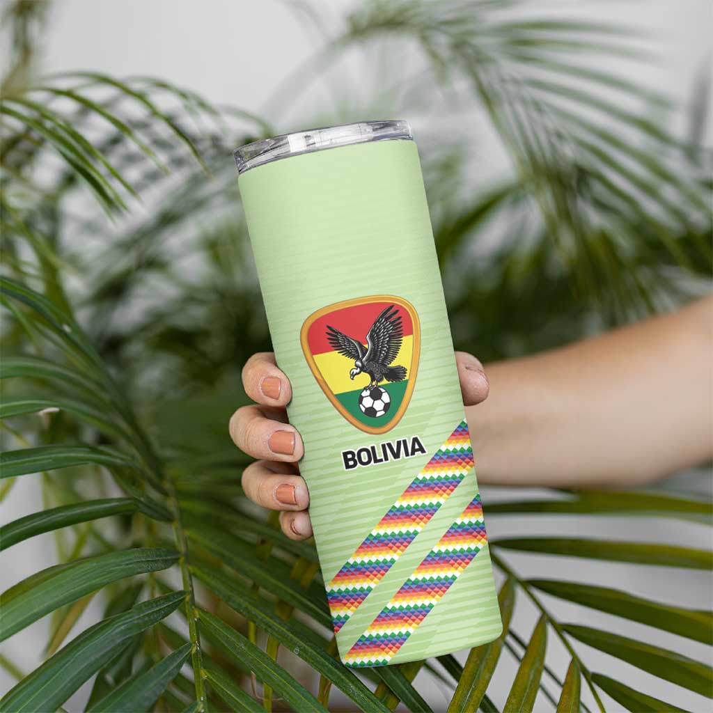 Bolivia Football Custom Skinny Tumbler Wiphala Flag Pattern Spirit