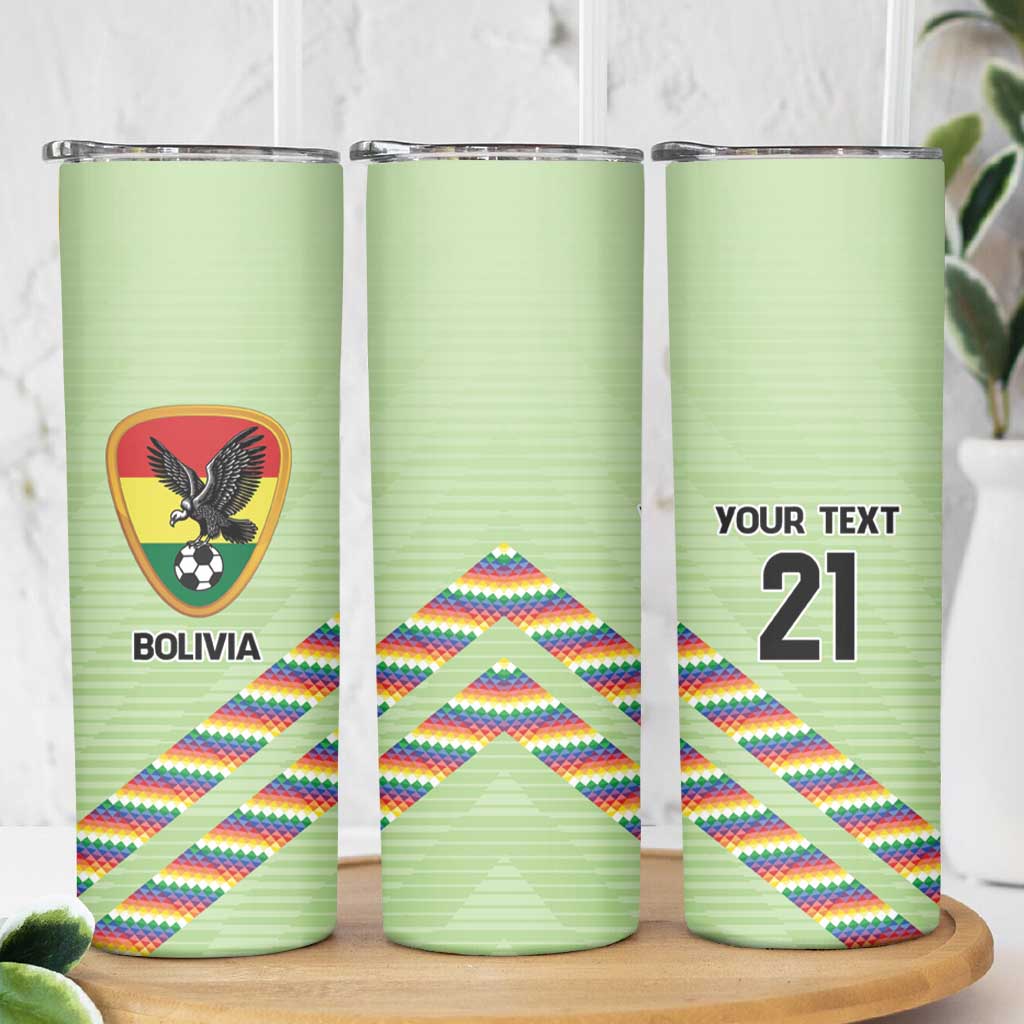 Bolivia Football Custom Skinny Tumbler Wiphala Flag Pattern Spirit