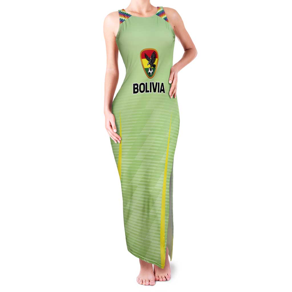 Bolivia Football Custom Tank Maxi Dress Wiphala Flag Pattern Spirit