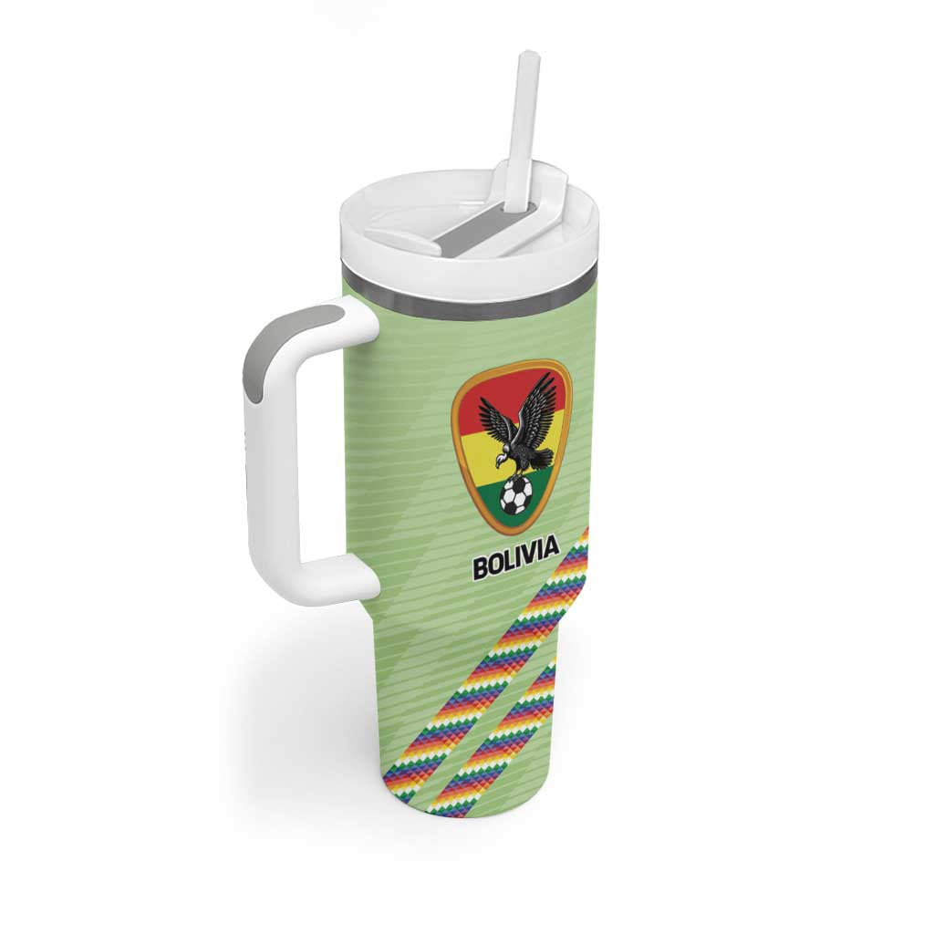 Bolivia Football Custom Tumbler With Handle Wiphala Flag Pattern Spirit