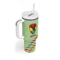 Bolivia Football Custom Tumbler With Handle Wiphala Flag Pattern Spirit