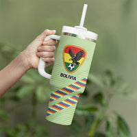 Bolivia Football Custom Tumbler With Handle Wiphala Flag Pattern Spirit