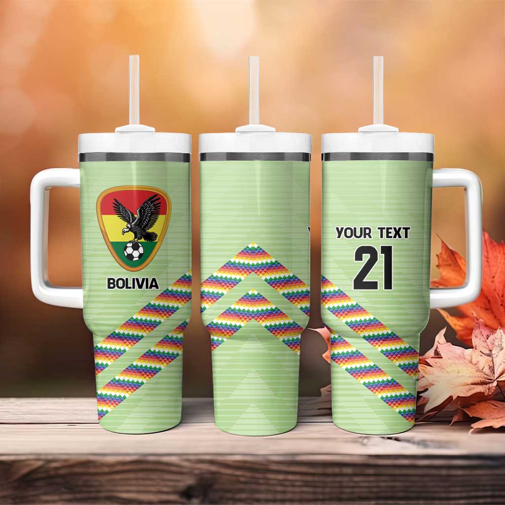 Bolivia Football Custom Tumbler With Handle Wiphala Flag Pattern Spirit