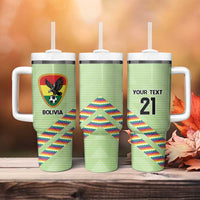 Bolivia Football Custom Tumbler With Handle Wiphala Flag Pattern Spirit