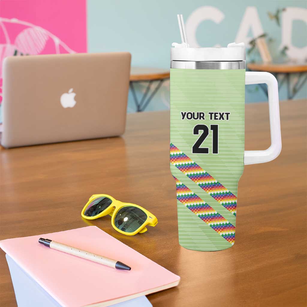 Bolivia Football Custom Tumbler With Handle Wiphala Flag Pattern Spirit