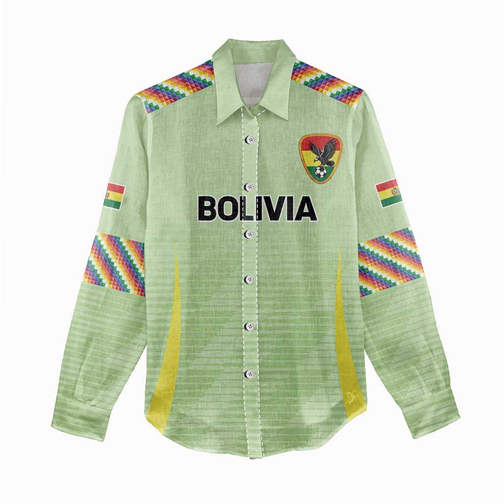 Bolivia Football Custom Women Casual Shirt Wiphala Flag Pattern Spirit