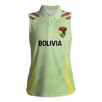 Bolivia Football Custom Women Sleeveless Polo Shirt Wiphala Flag Pattern Spirit