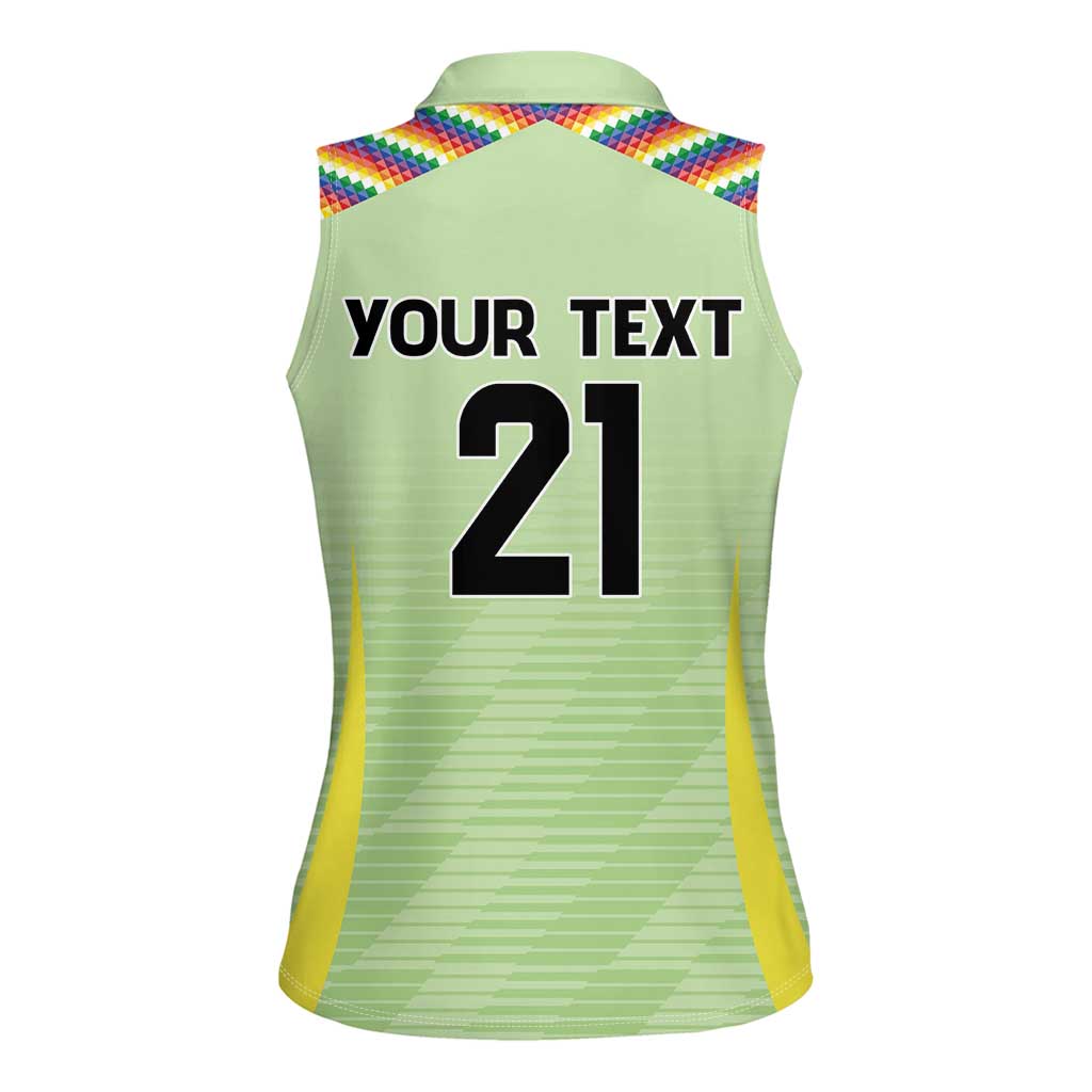 Bolivia Football Custom Women Sleeveless Polo Shirt Wiphala Flag Pattern Spirit