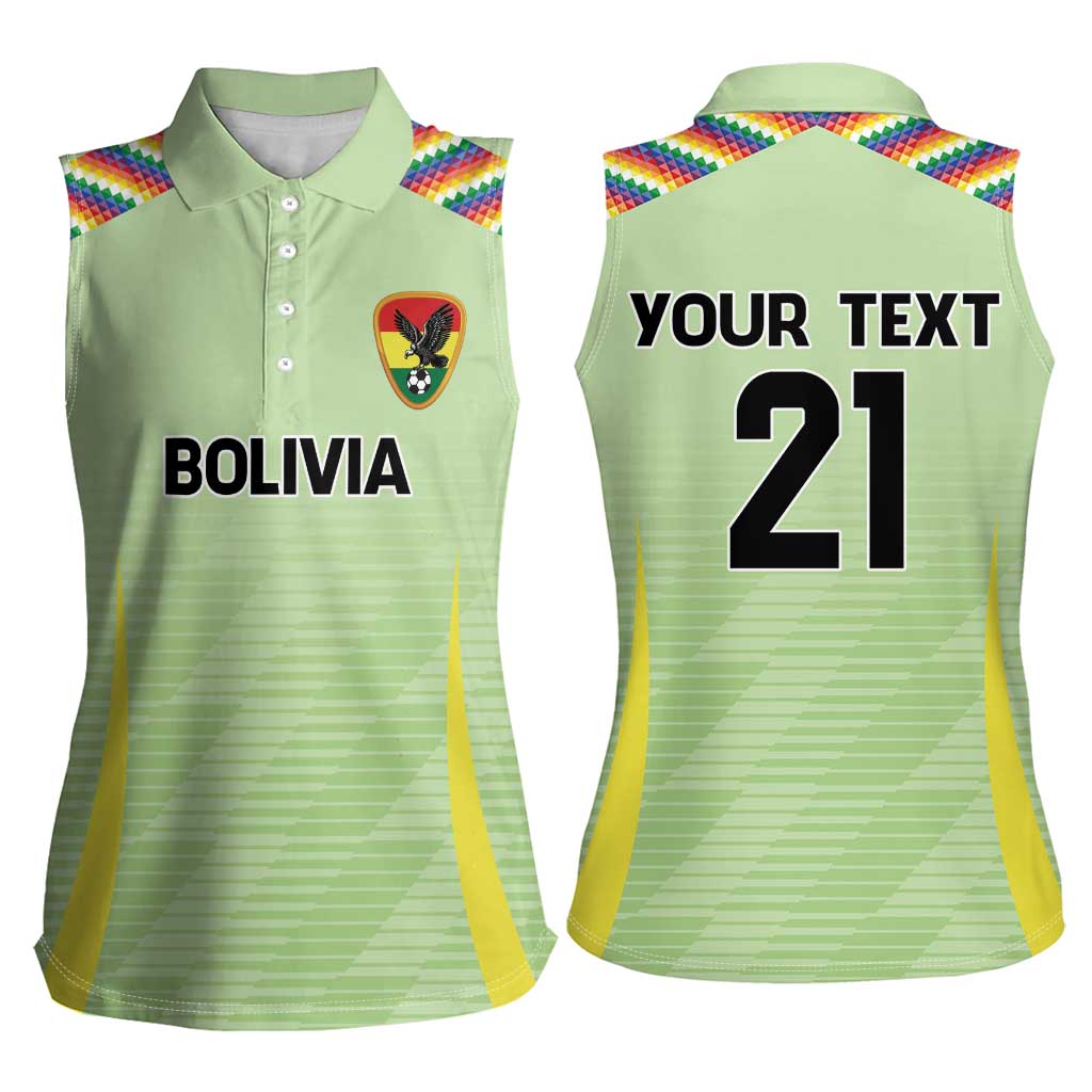 Bolivia Football Custom Women Sleeveless Polo Shirt Wiphala Flag Pattern Spirit
