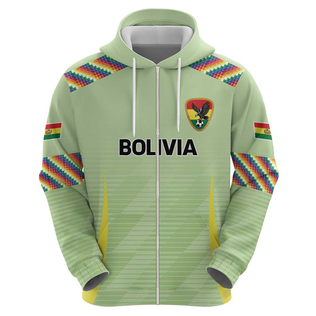 Bolivia Football Custom Zip Hoodie Wiphala Flag Pattern Spirit