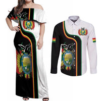 Bolivia Simple Coat of Arm Couples Matching Off Shoulder Maxi Dress and Long Sleeve Button Shirt