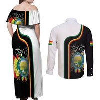 Bolivia Simple Coat of Arm Couples Matching Off Shoulder Maxi Dress and Long Sleeve Button Shirt