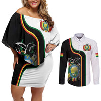 Bolivia Simple Coat of Arm Couples Matching Off Shoulder Short Dress and Long Sleeve Button Shirt