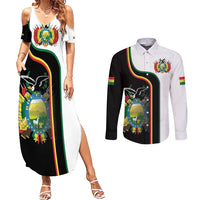 Bolivia Simple Coat of Arm Couples Matching Summer Maxi Dress and Long Sleeve Button Shirt
